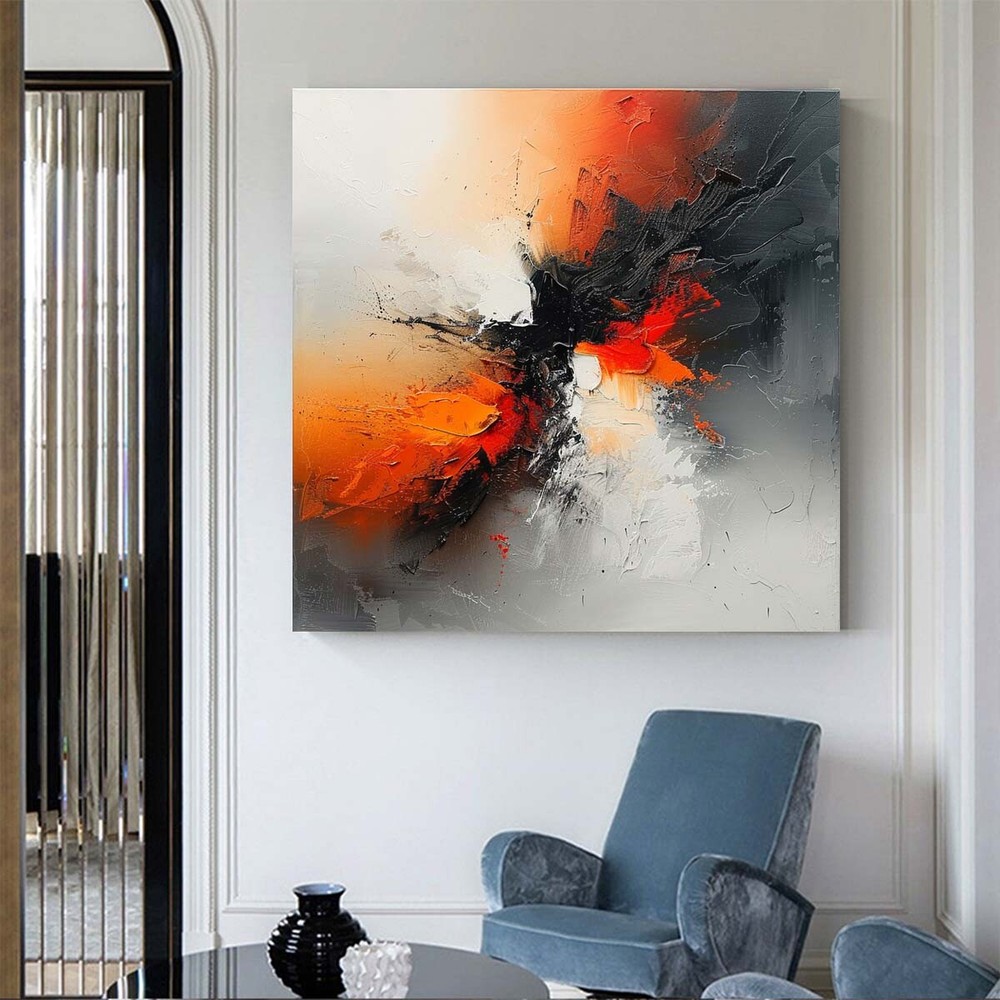 Modern Black Handmade Abstract Oil Painting on canvsa Living Room Surrealistic