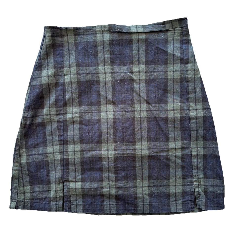 John Galt Brandy Melville Womens Blue Green Plaid Mini Skirt One Size Fits All