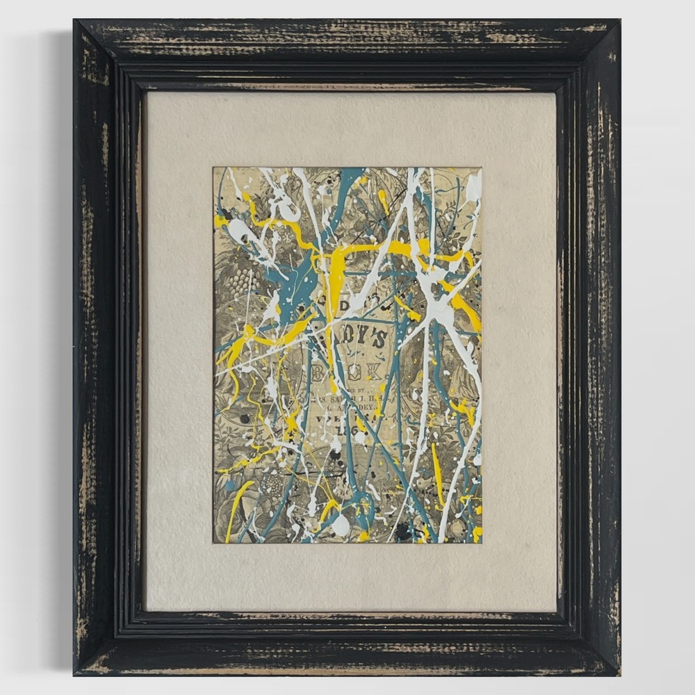 Original Framed Mixed Media Abstract Art Painting 