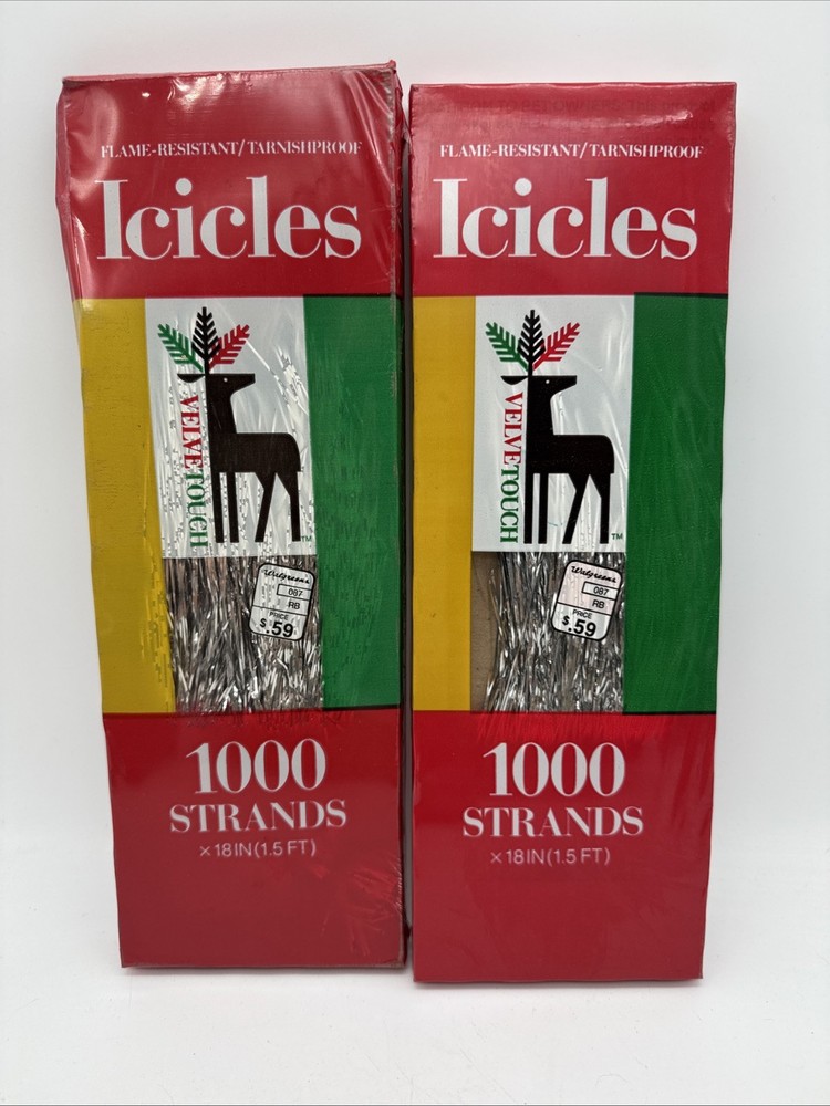 Velvet Touch Silver Icicles Vintage Tinsel 1000 Strands 18