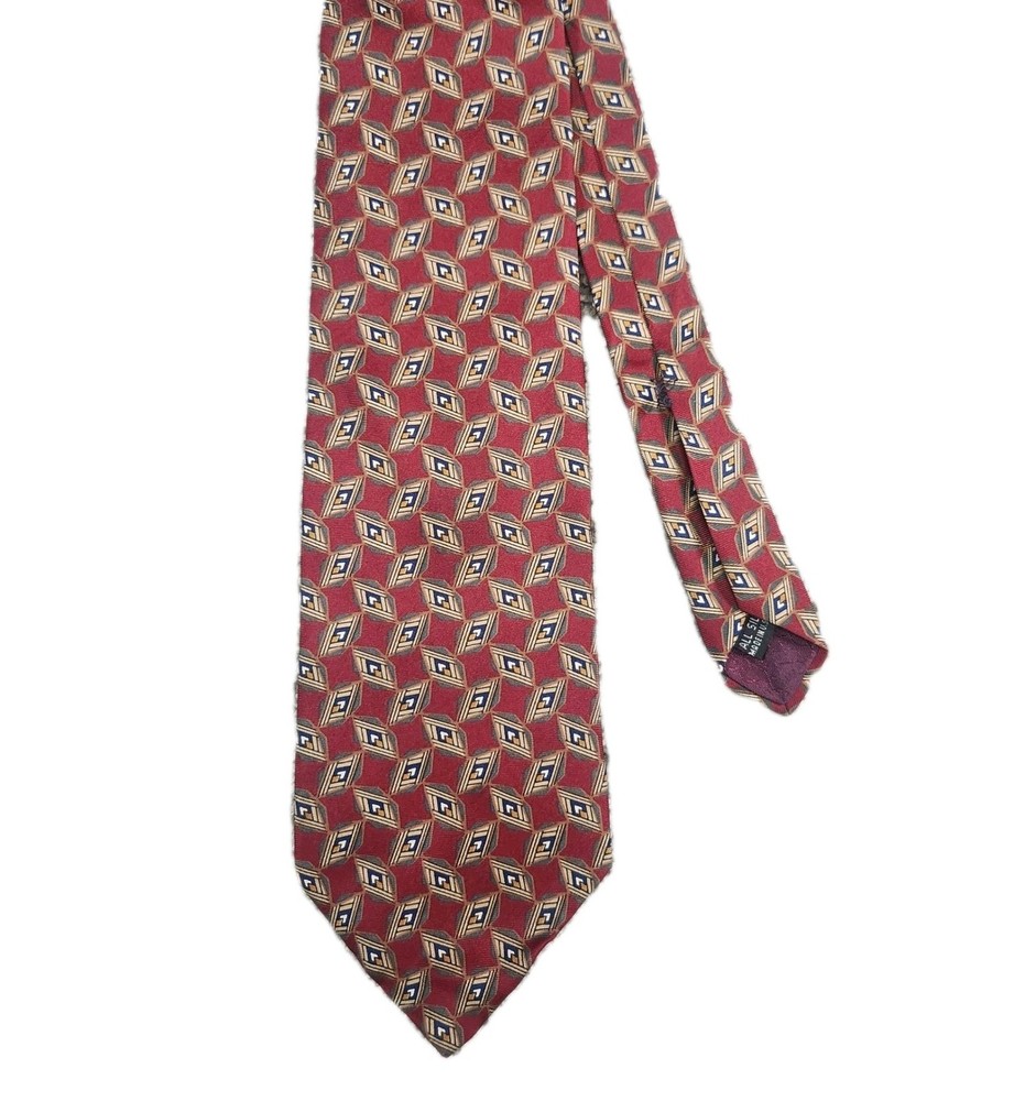 Christian Dior Monsieur Necktie Red Diamond Patterned Silk Men's Tie