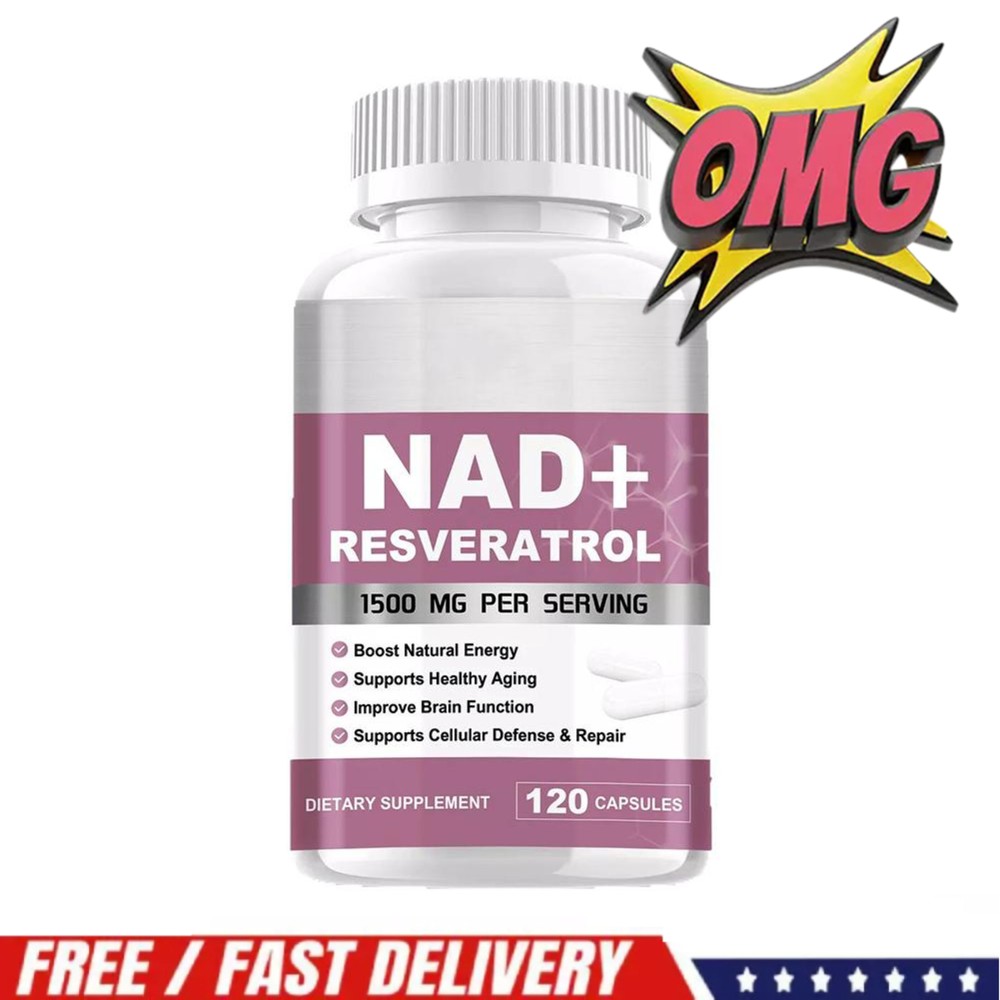 NAD+ Resveratrol 1500mg - Boost Anti-Aging Energy Focus & Cellular Metabolism Support
