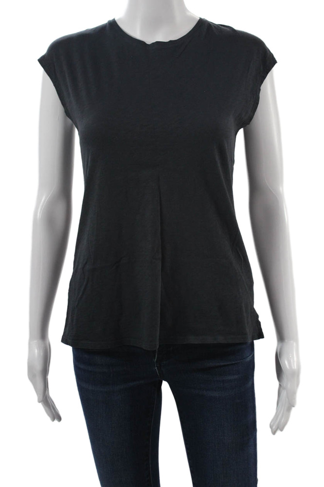Theory Women Sleeveless Basic Black Pima Cotton Crew Neck T-Shirt Size PPFree Shipping in US $100+ Orders | $6.95 Orders Below