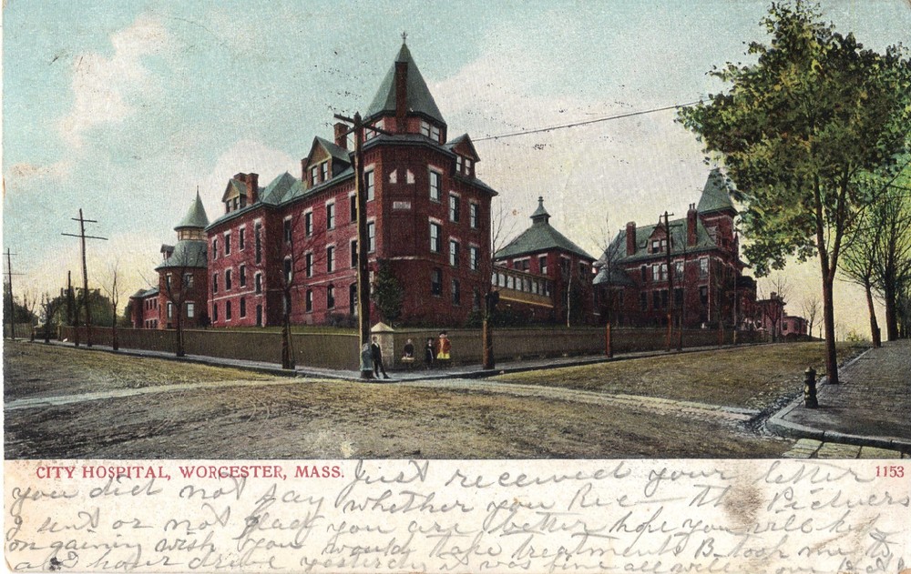 Worcester MA City Hospital  1906 UDB Postcard EXCL *
