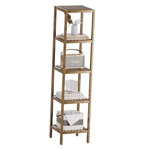 5-Tier Bamboo Bathroom Shelf Organizer in Walnut Finish  