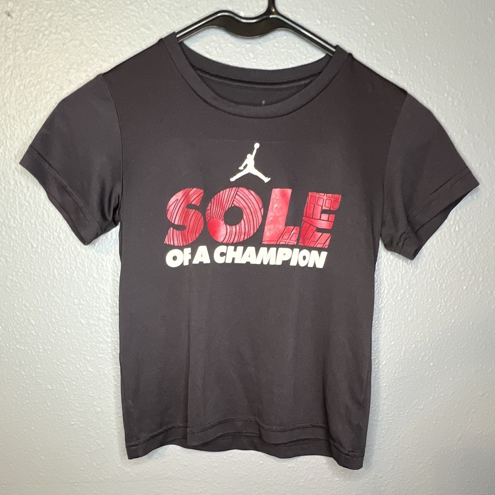 Jordan Sole of a Champion Graphic T-Shirt Black Boy’s 6 Crew Neck Short Sleeve