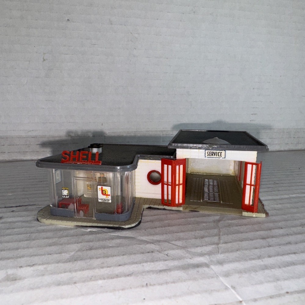 N Scale Shell Service Station Building For Train Set Layout Scenery