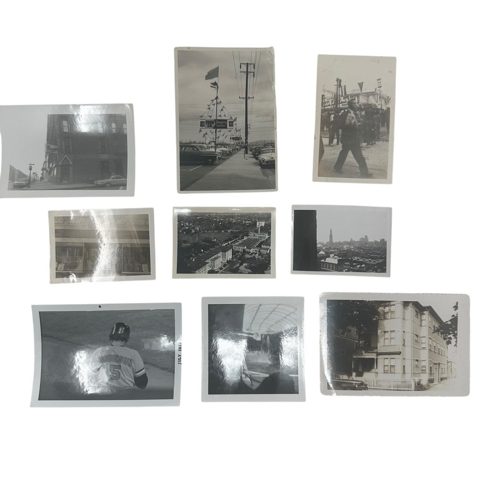 Lot of 9 Vintage American Photo Lot – Boston, Cities, Stores, Sports, 1940s–70s