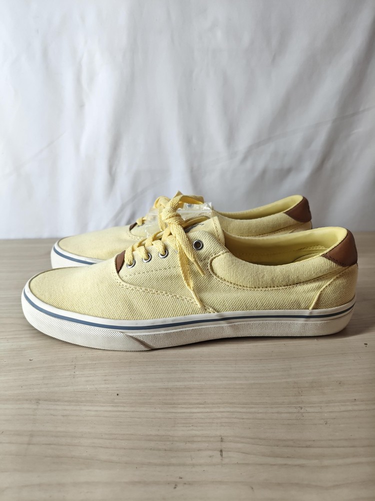 Polo Ralph Lauren 10.5 Shoes Yellow Canvas Low Top Lace Up Casual Skate Sneakers
