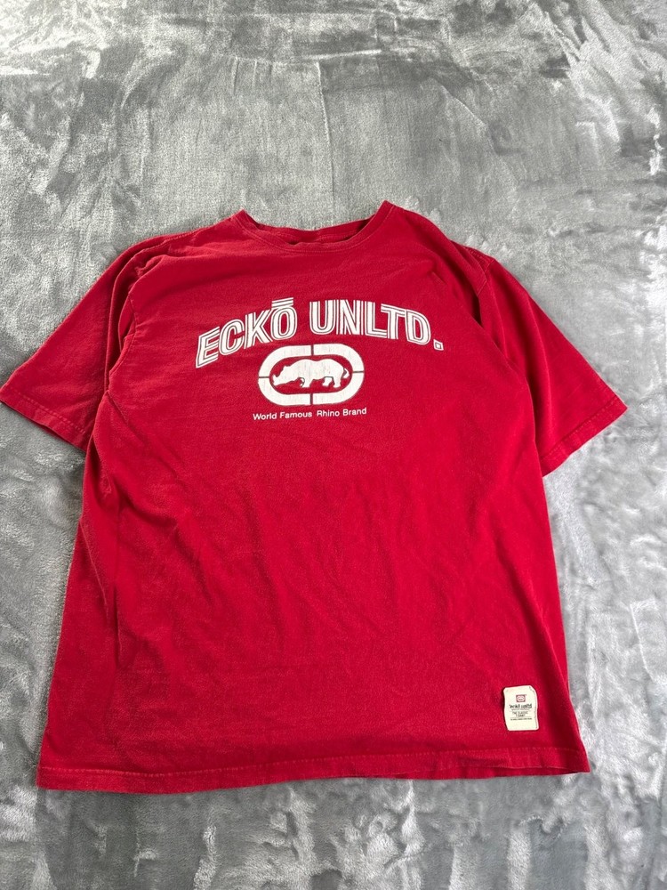 Vintage Ecko Unltd The Classic T-Shirt Red Rhino Graphic Logo Men's 2XL Y2K