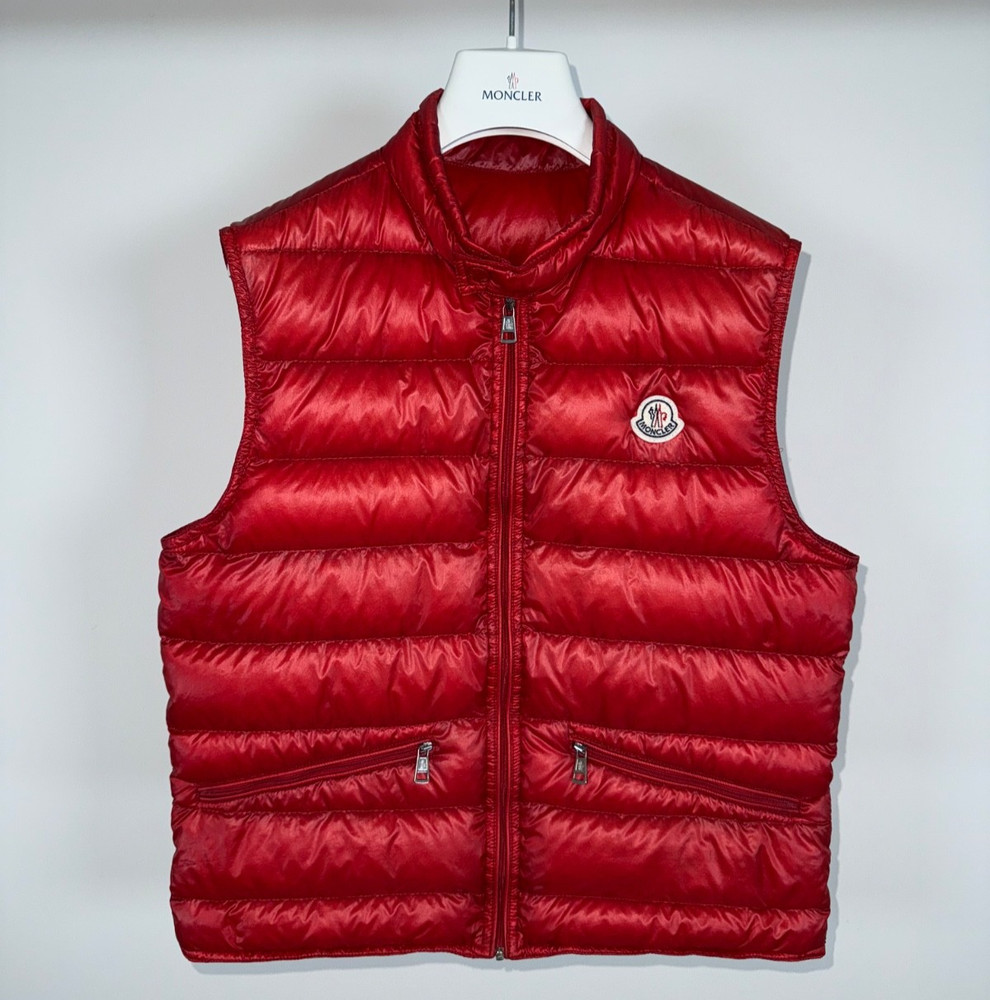 Moncler Gui Men's Gilet Lightweight Down Vest - Size 2 (XS/S) - Red