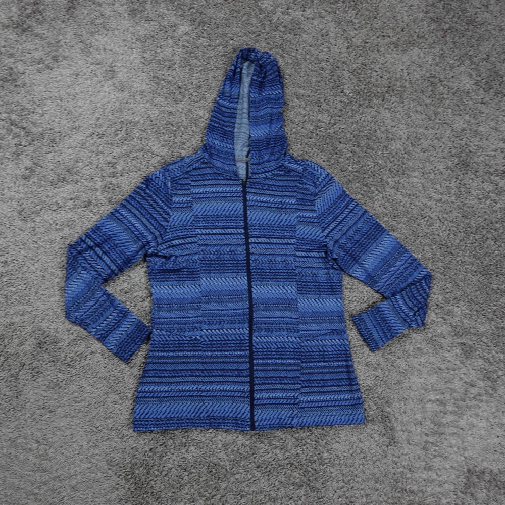 Ibex Hoodie Womens Medium Merino Wool Indie Full Zip Long Sleeve Blue Fair Isle