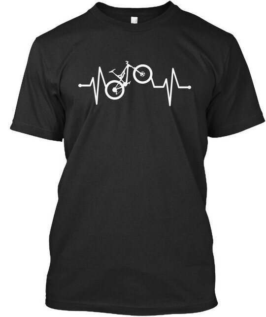 Mtb Mountain Bike Heartbeat Premium T-Shirt Made in the USA Size S to 5XL