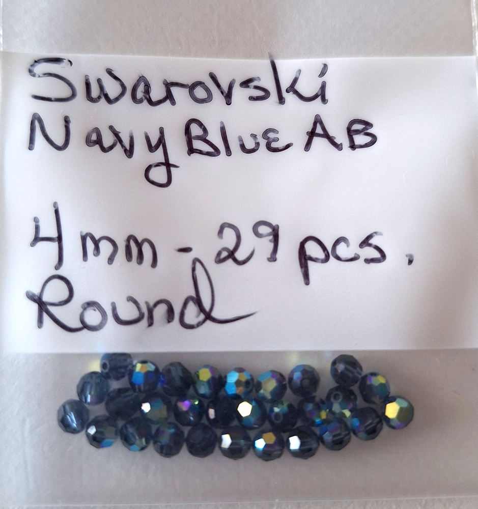 Swarovski Navy AB 4mm Round Crystals Lot of 29 Gorgeous Color New