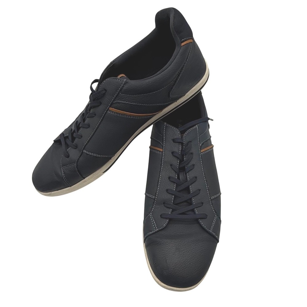 ALDO Men Dark Blue Leather Lace Up Casual Sneakers Shoes Size 14 US 47 EUR
