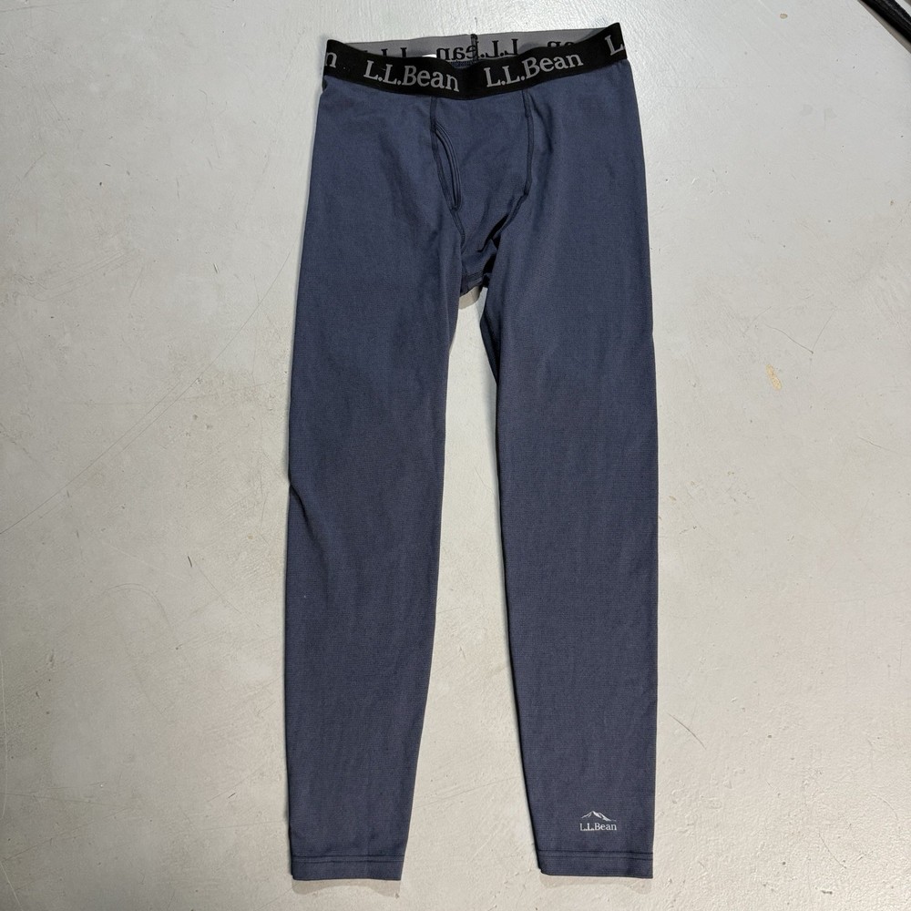 LL Bean Men’s Midweight Base Layer Pants Gray Thermal Long Johns Pull On Medium