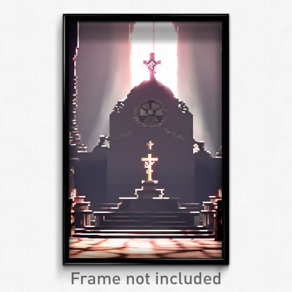 8-Bit Pixel Art Poster - Familiar Ossuary Psychedelic Trippy Video Game Print