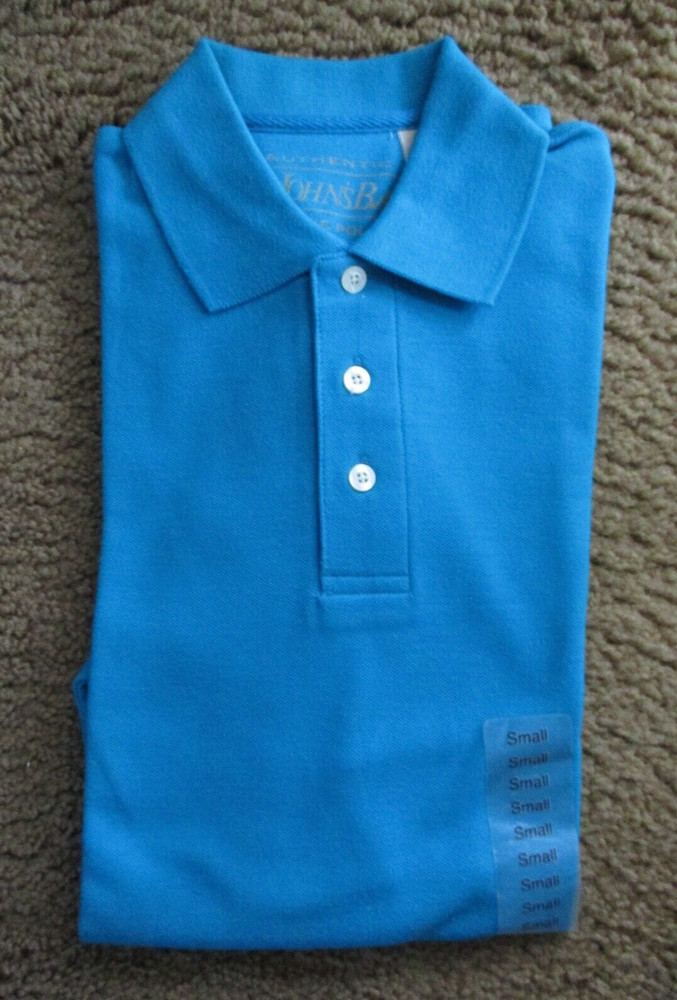 St. John's Bay Men's Teal Pique Polo Short Sleeve Cotton Shirt Adult Size Small