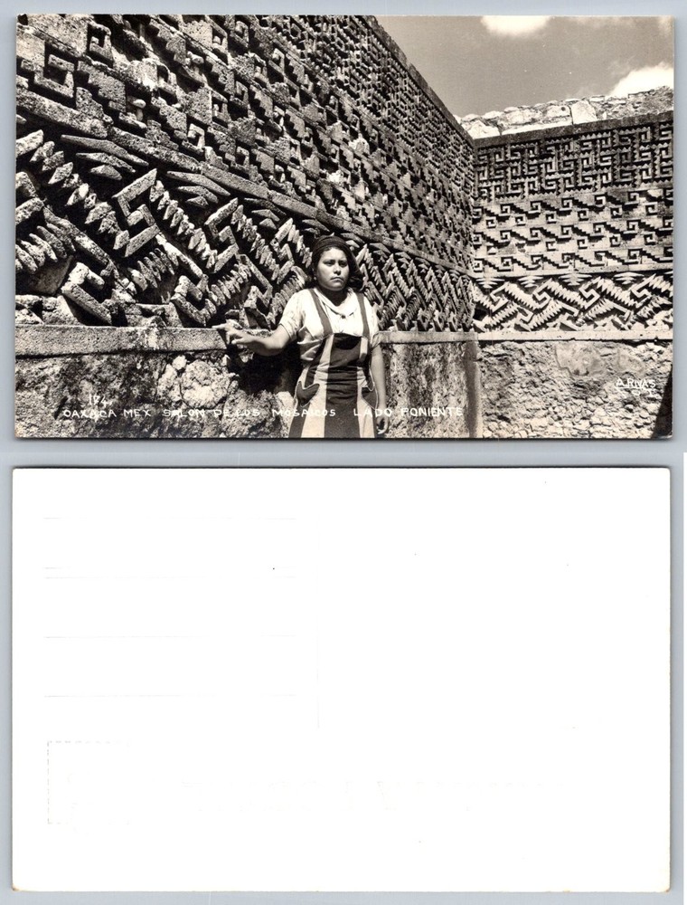 Vintage RPPC Mitla Oaxaca Mexico Hall of Mosaics Ancient Ruins Postcard
