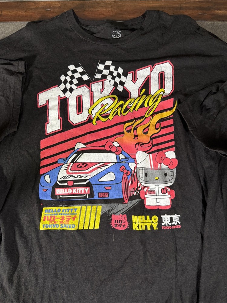 Hello Kitty Tokyo Racing Graphic T Shirt 3XL Black Sanrio Anime JDM Car Tee
