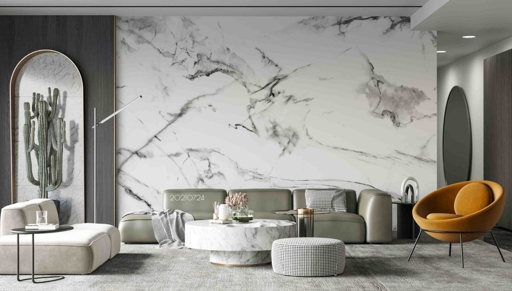 3D Gray White Texture Marble Wall Murals Wallpaper Murals Wall Sticker 2
