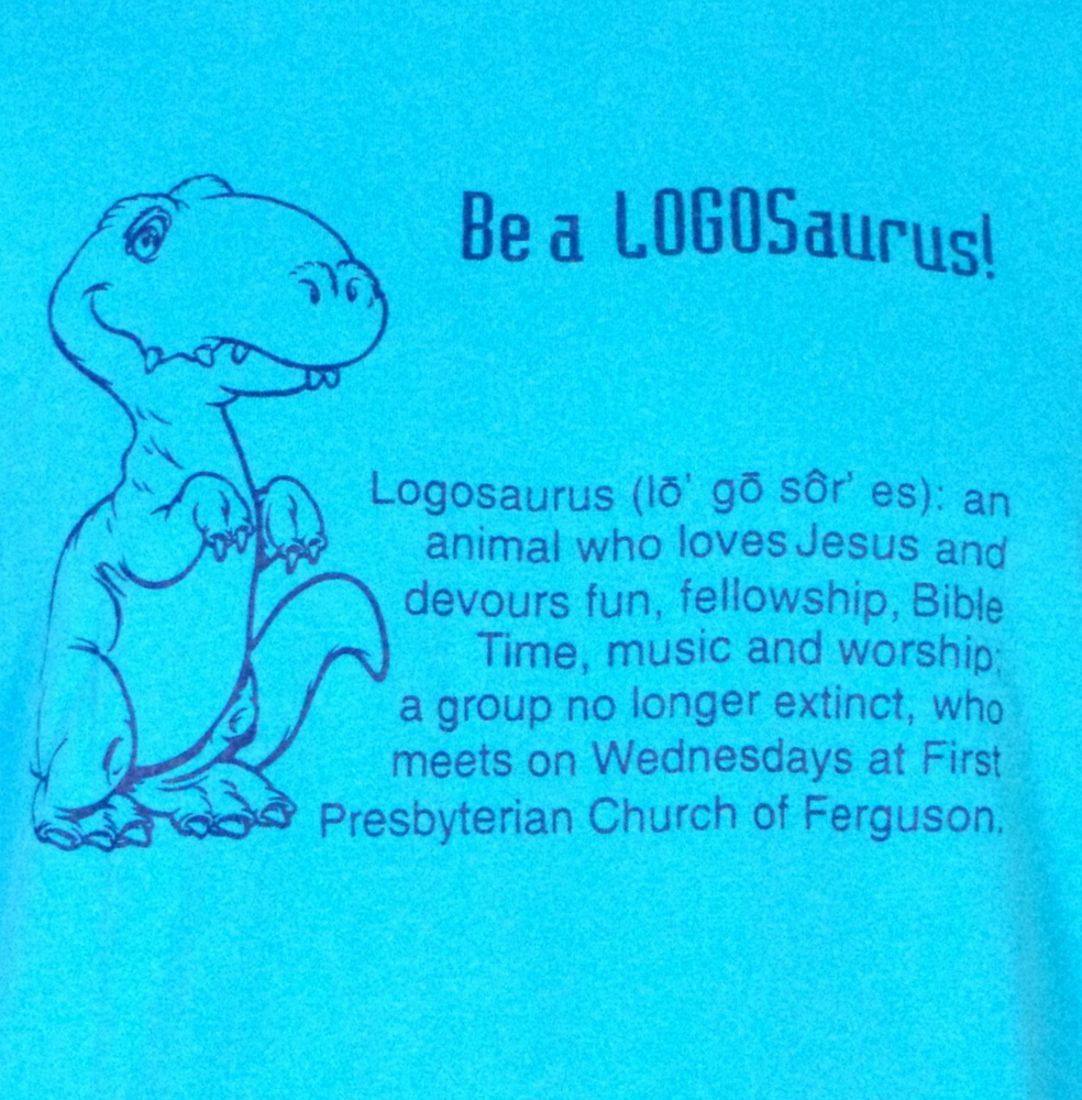 vintage 80s single stitch Logosaurus T-Shirt Jesus Dinosaur Christian Xian XL