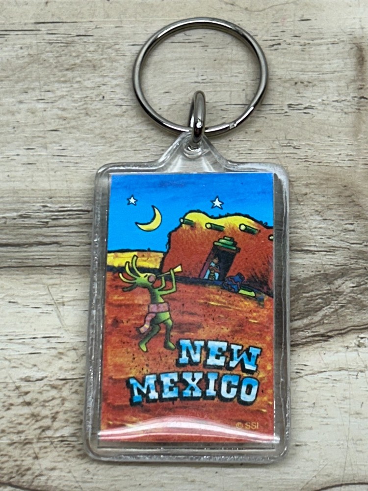 Vintage New Mexico Kokopelli Acrilic Key Chain Travel Souvenir NOS