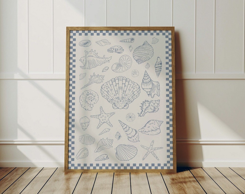 Seashell Art Prints Trendy Coastal Wall Art Coastal Cowgirl Decor Beachy House