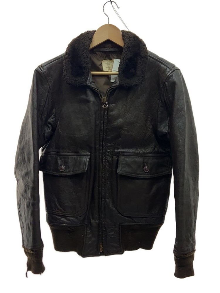 Us.Navy Flight Jacket/38/Leather/Brw 20101