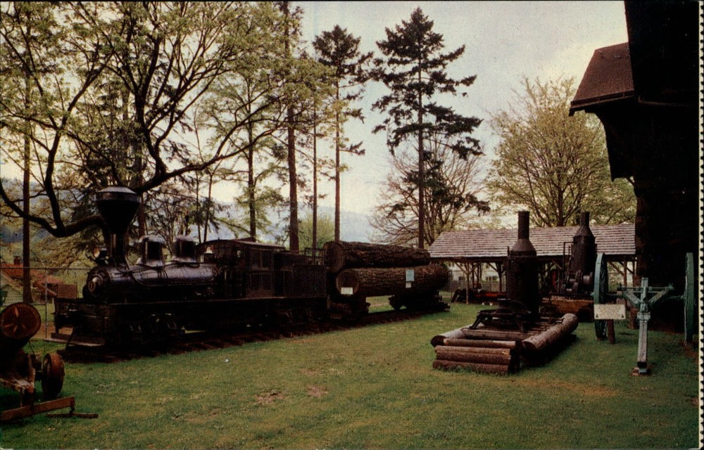 Portland Oregon Shay gear locomotive Peggy load Peeler logs vintage postcard