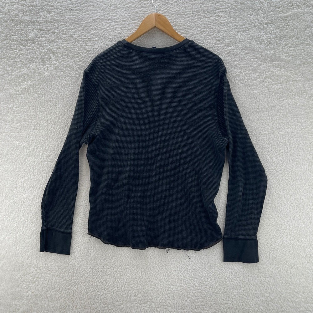 Gap Shirt Mens Large Black Waffle Knit Thermal Grunge Y2K Granola Outdoor Hiking