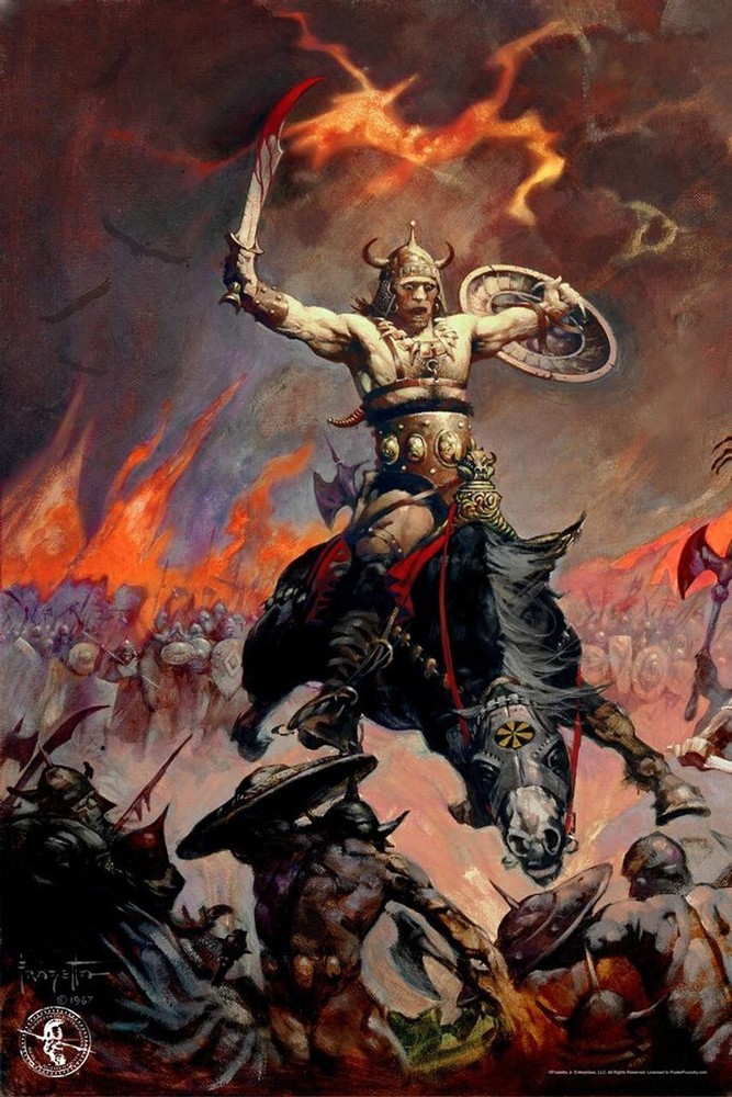 Viking Poster Gothic Fantasy Wall Art The Berserker by Frank Frazetta Wall Decor