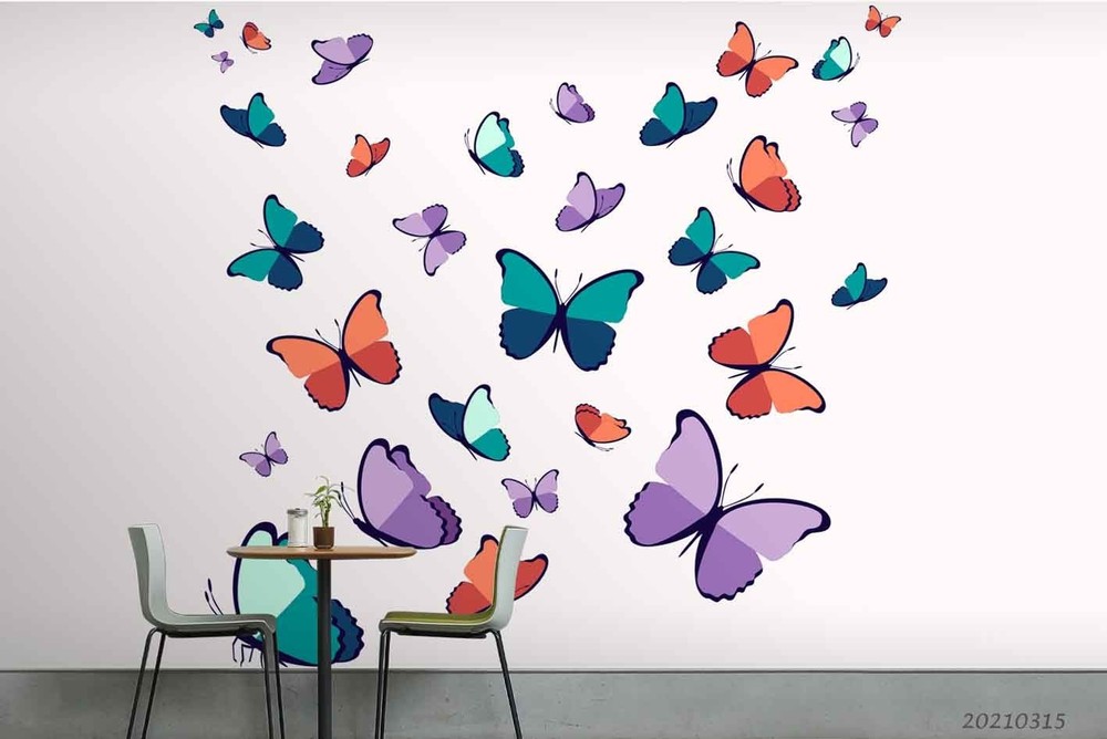 3D Colored Butterflies Illustration Wall Murals Wallpaper Murals Wall Sticker 2