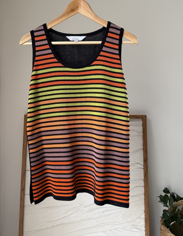 Women's MISOOK Striped Knit Tank Sweater Top Size Medium M