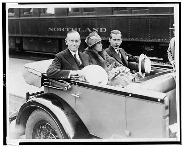 President Calvin Coolidge,Grace Goodhue Coolidge,John Coolidge,Hibbing,MN,1928