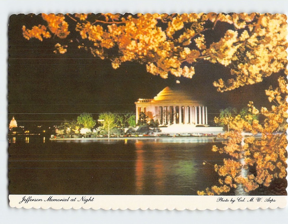 Postcard Jefferson Memorial at Night Washington DC USA