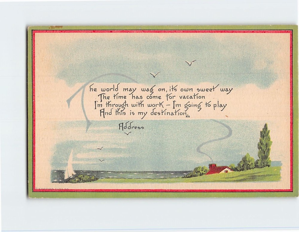 Postcard Greeting Card with Poem and Lake Landscape Art Print