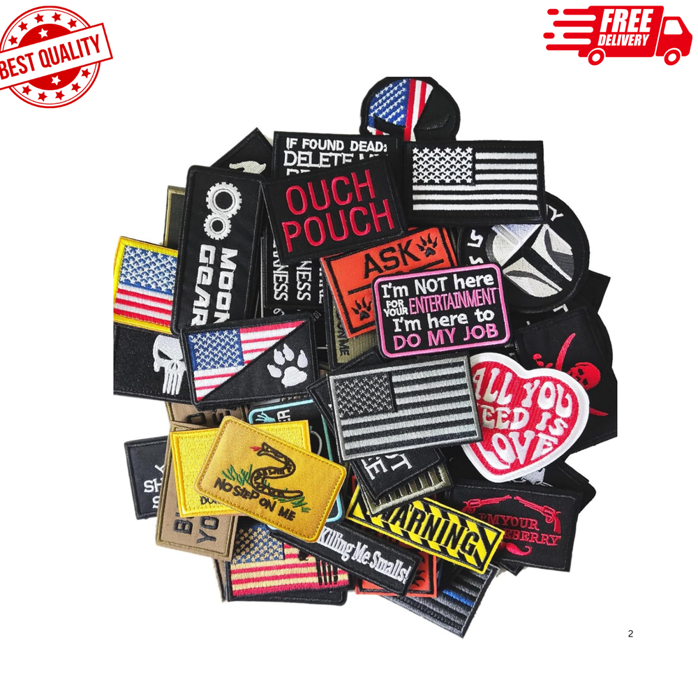 20 Pieces Random Tactical Morale Patch Bundle, Full Embroidery Loop and Hook Pat