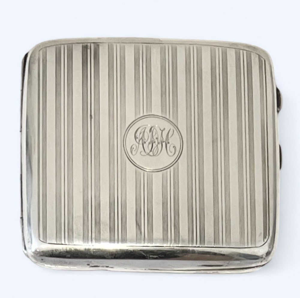 Antique Hallmarked Silver Small Cig Or  Notes Case 119.8g 1918 Birmingham NB248