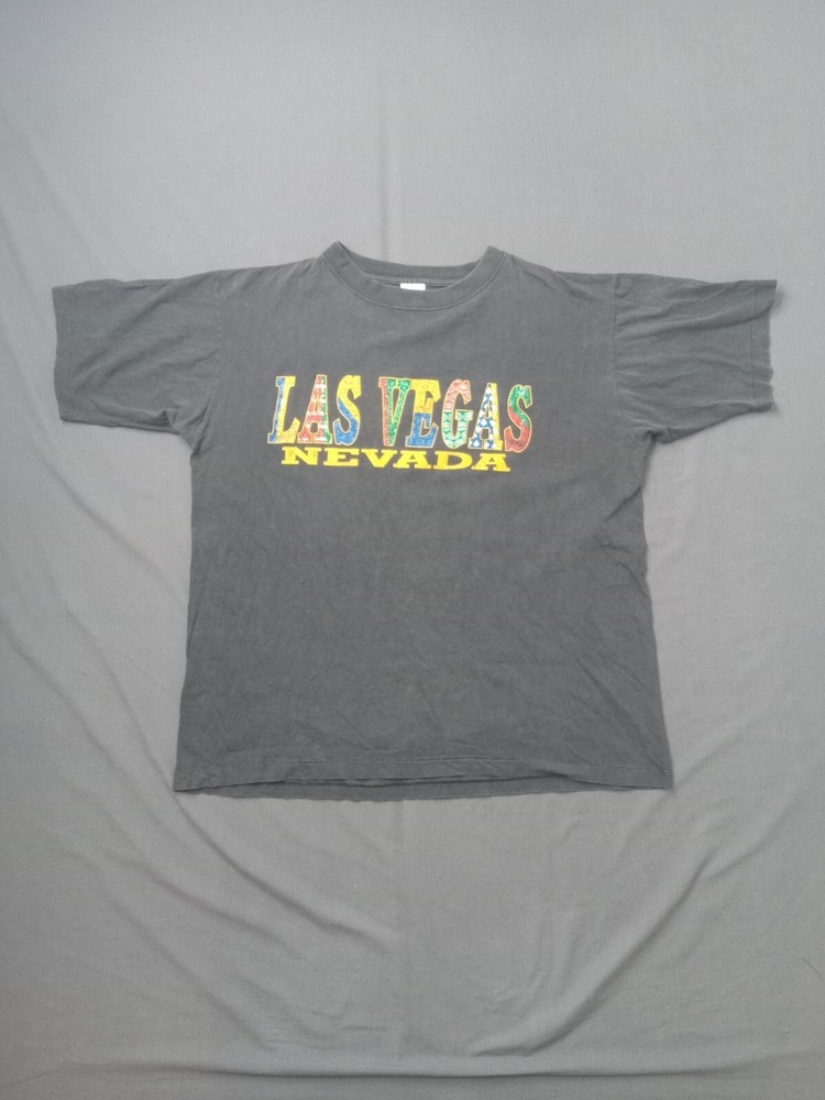 Vintage Las Vegas Single Stitch Shirt Size XL Casino Slotts Craps Poker 90s VTG