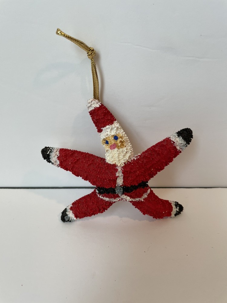 Starfish Hand Painted Santa Claus’, Coastal Christmas, 4’’