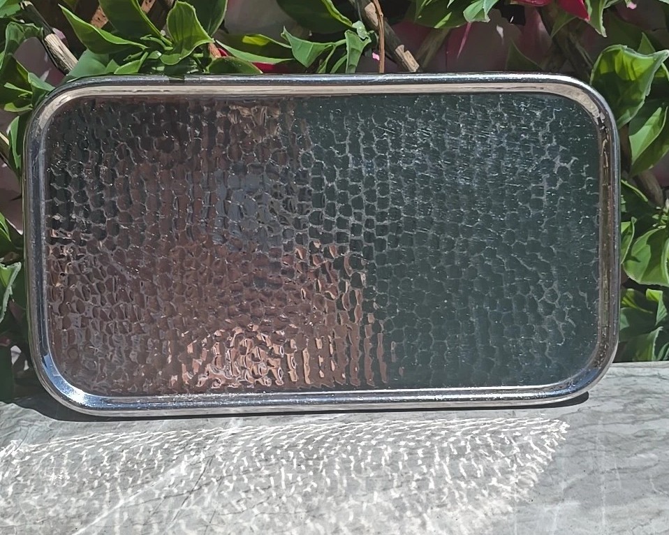 Vintage Old Hall Teapot Large Trivet Hammered Stainless  Rubber Feet 10x 5¾