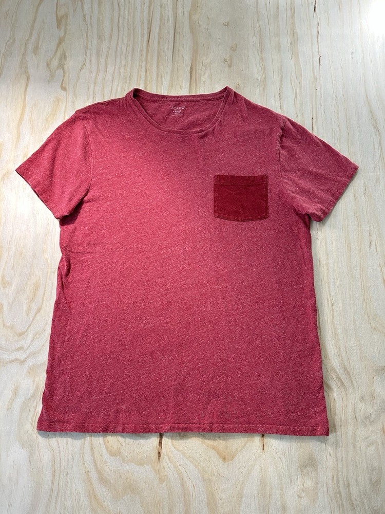 J.Crew Men's Large Slim Washed T-Shirt Red Short Sleeve Cotton Crewneck Tee L