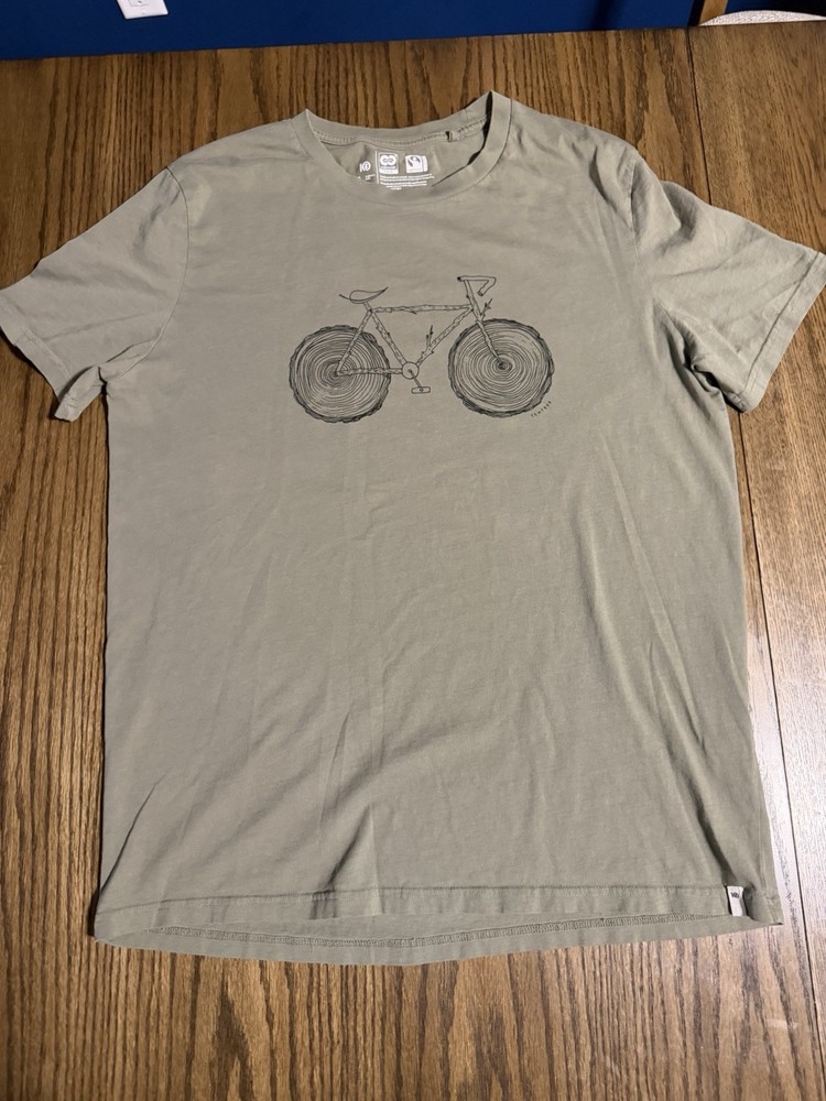 tentree Men’s Gray Cotton Jersey Bicycle Graphic Crew Neck T-Shirt XL
