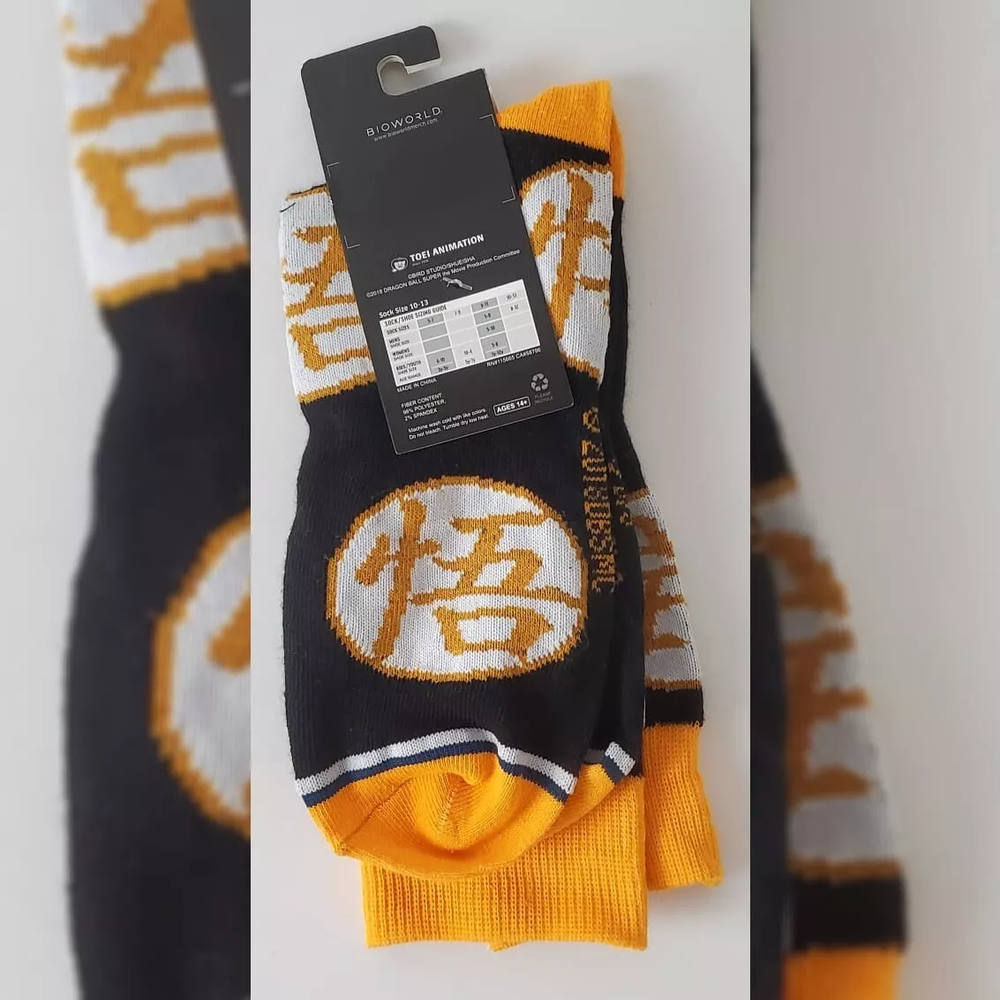Dragon Ball Z Anime Crew Socks for Men Size 8-12 Orange Black  