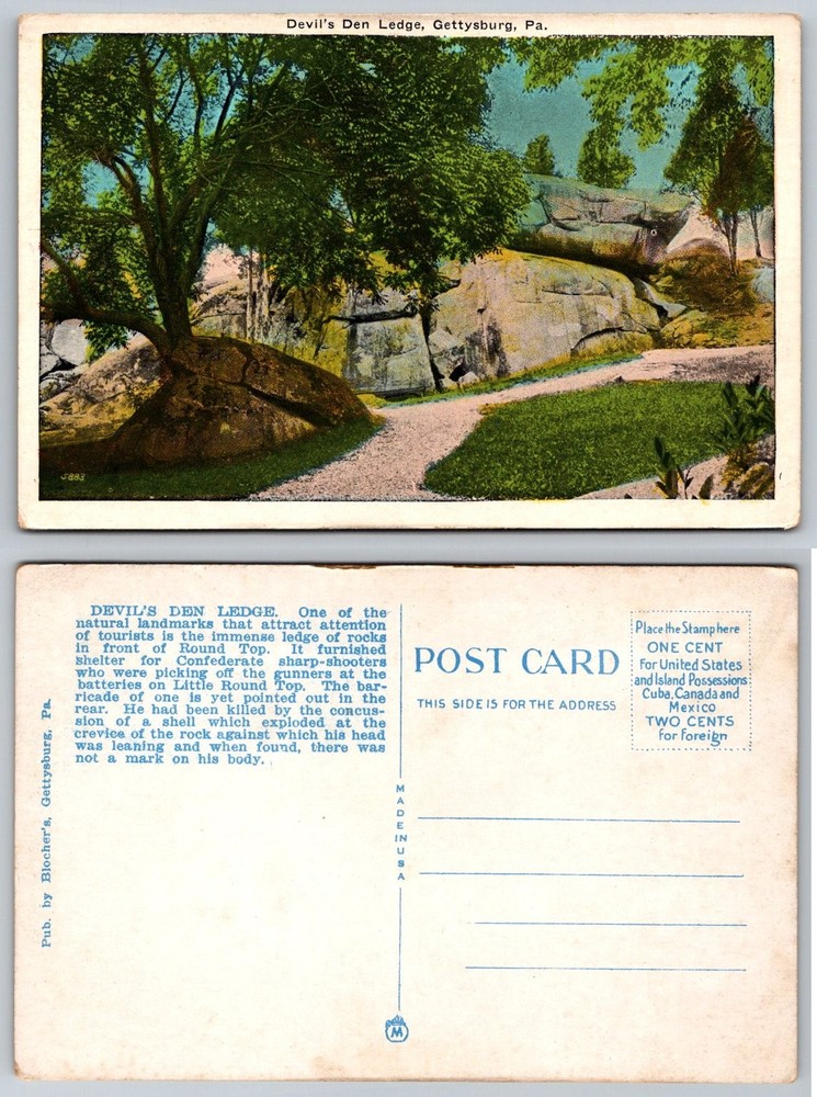 Devil's Den Ledge Gettysburg PA Postcard Civil War Battlefield Rocks