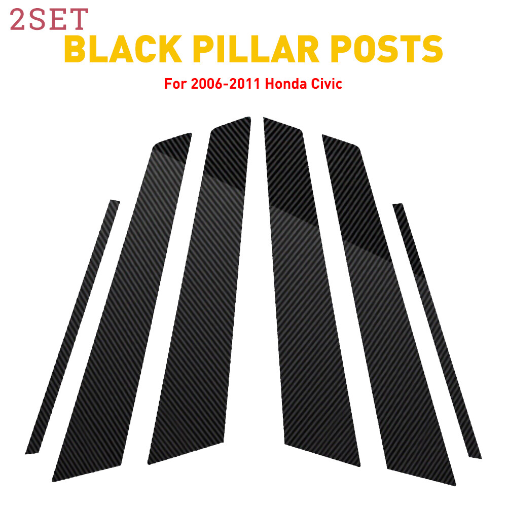 12pcs/Set Black Pillar Posts Door Trim Cover Window Kit for Honda Civic 2006-201