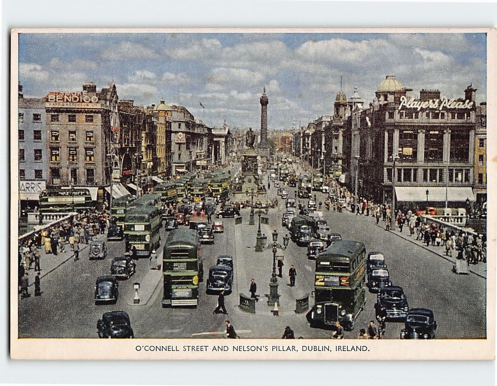Postcard O'Connell Street & Nelson's Pillar Dublin Ireland
