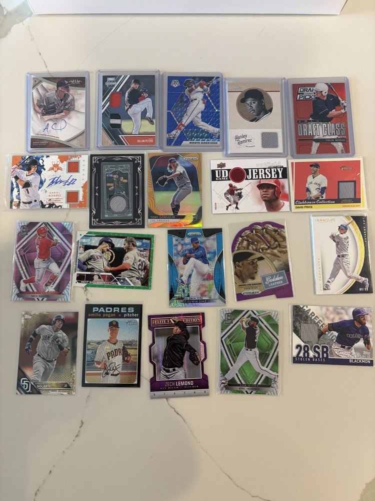 MLB Lot 20 Cards All Autos, Numbered, Patches, Rookies, Relics