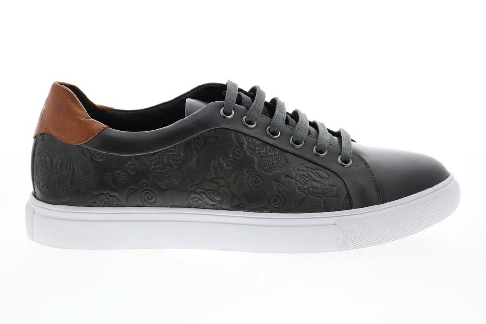 Robert Graham Artfibers RG5448L Mens Gray Leather Lifestyle Sneakers Shoes 9